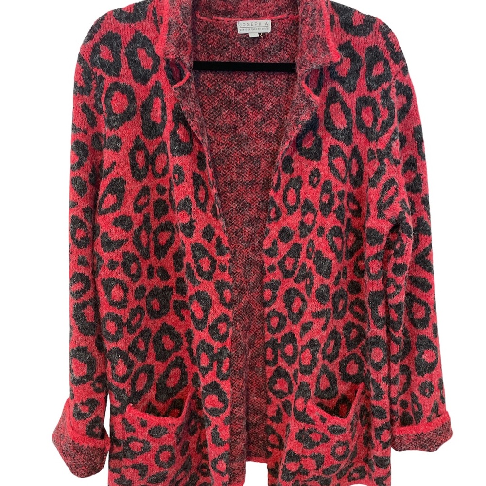 Joseph A Red Animal Print Long Cardigan M